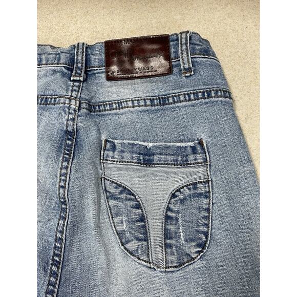 One X OneTeaspoon Distressed Baggy Jeans Women’s Size 26 Raw Ankle Hem 26”x23” - Picture 6 of 16